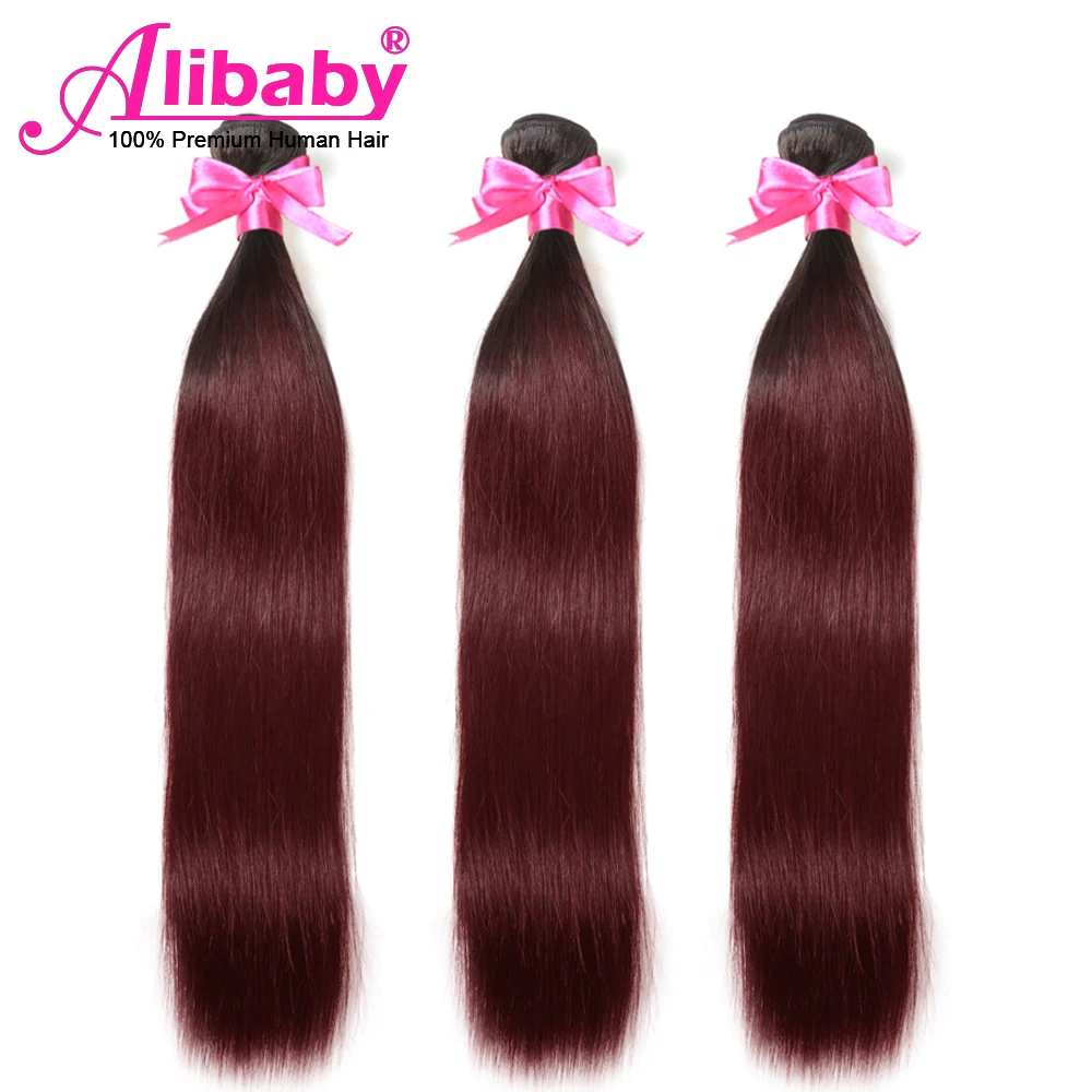Alibaby 99j пряди для переплетения волос T1b/винно красные человеческих прямые с