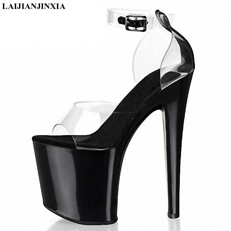 New 20cm high-heeled shoes sexy shoes full transparent crystal bag sandals performance shoes 8 inch High-heeled Dance Shoes