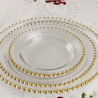 round pearl storage tray transparent glass fruit cake dessert plate hotel restaurant dinner plate tableware set kitchen utensils