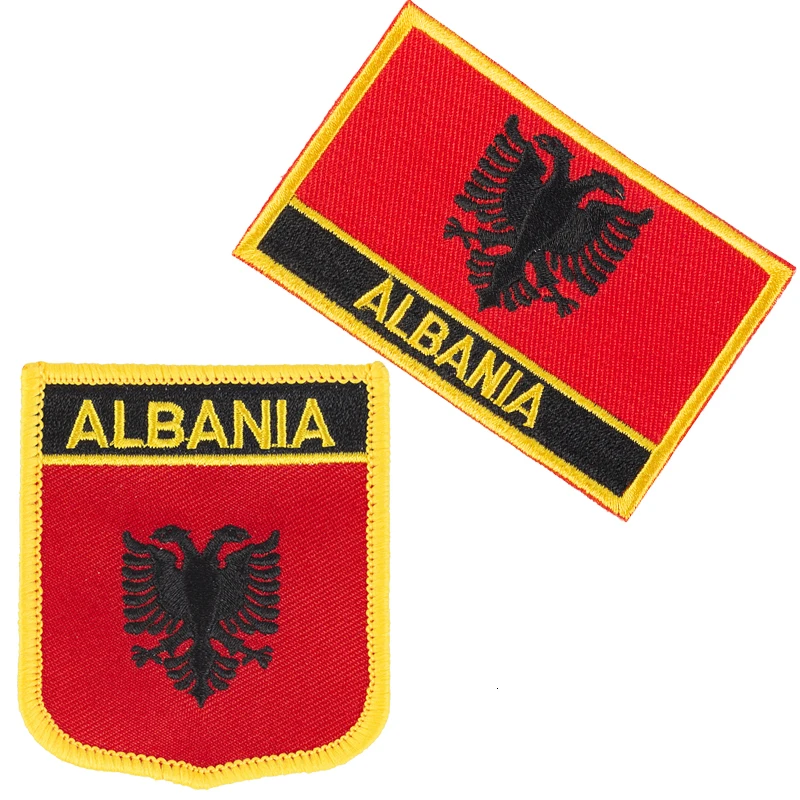 Нашивка с флагом Албании 2 шт. Набор нашивок для одежды украшение рукоделия PT0001-2 |