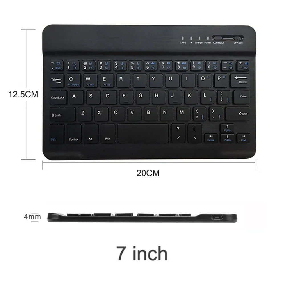 7 inch Black Ультра тонкая мультимедийная алюминиевая Беспроводная Bluetooth клавиатура для IOS Android планшетный ПК Windows для IPad Min Bluetooth клавиатура - Цвет: 7 inch Black