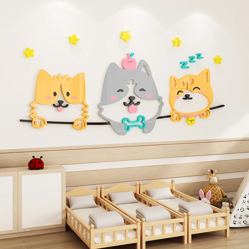 

WS10 мультфильм акриловая Наклейка на стену 3D детская спальня прикроватная наклейка детская макет фона украшения стены