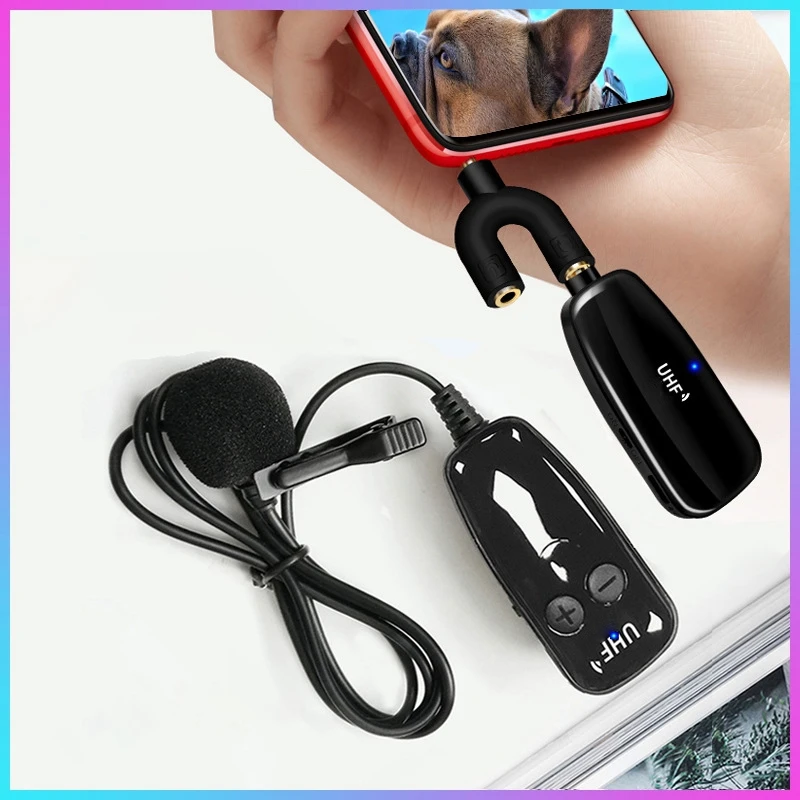 

Professional UHF Microphone Lavalier Wireless Microphone Interview Microphone with LCD Display for Smartphone