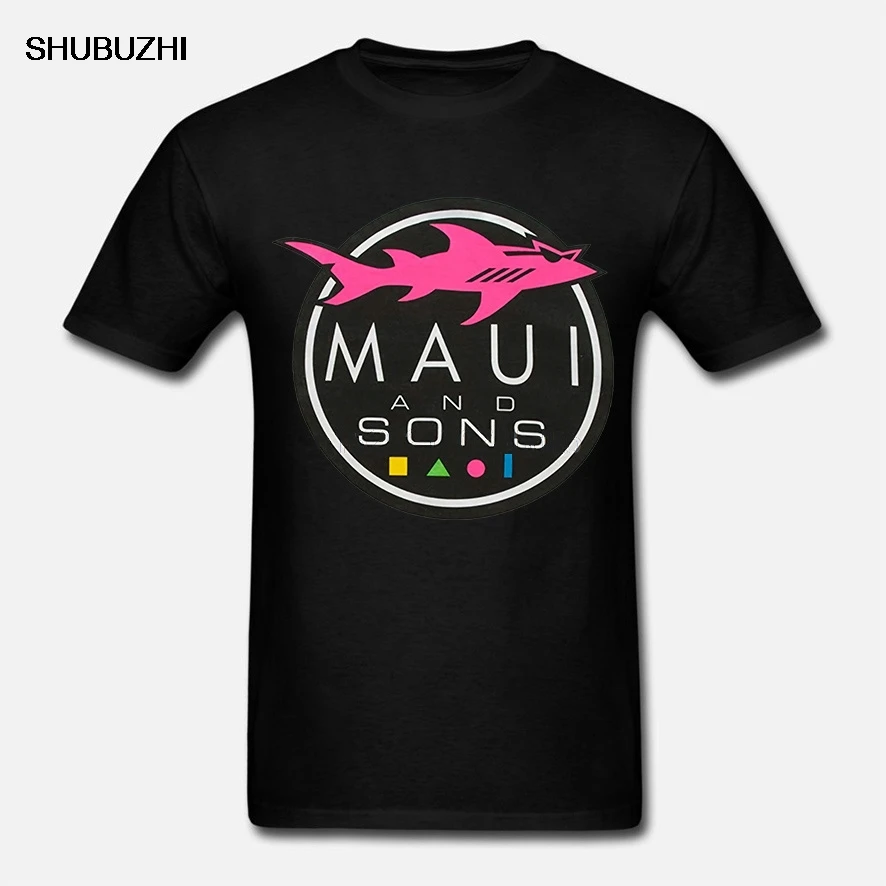 Мужская брендовая футболка teeshirt мужская летняя хлопковая Maui And Sons с акулой синяя