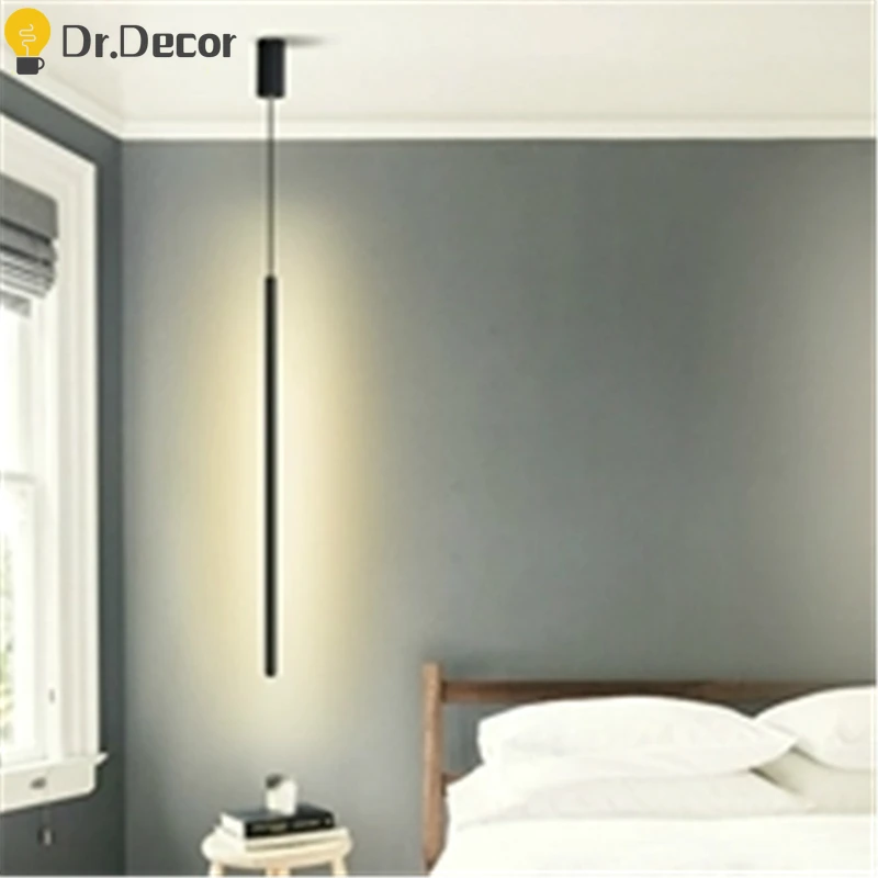

Nordic Aluminum Black LED Pendant Lights Lighting Loft Bedroom Bedside Pendant Lamp Kitchen Hanging Lamps Light Fixtures