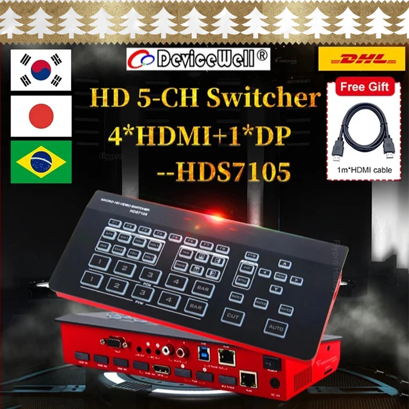 Супер мини-переключатель DeviceWell HDS7105 4 + 1 DP входы видео переключатель для новых