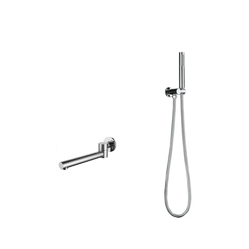 

Hongdec Bathroom Brass Hand Held Shower Head With Wall Connector and Hose Set Spout Tub Chrome