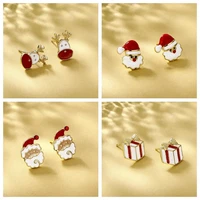 2020 wholesale european american earrings ins christmas hot style dripping elk santa claus small earrings hot selling jewelry