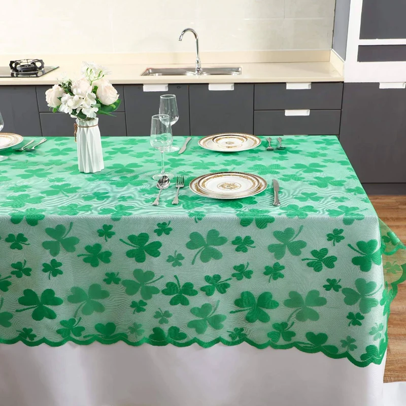В стиле Св. Патрика День Святого Валентина скатерть 60x84 дюйма зеленого цвета с