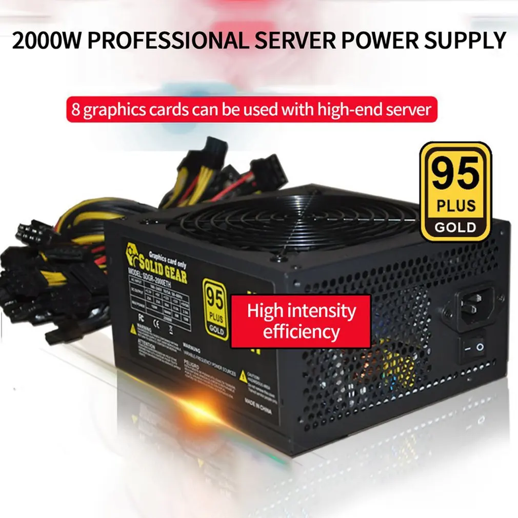 

500W above 180V-260V ATX ETH Bitcoin Mining Power Supply Support 8 Display Cards GPU For BTC Bitcoin Miner