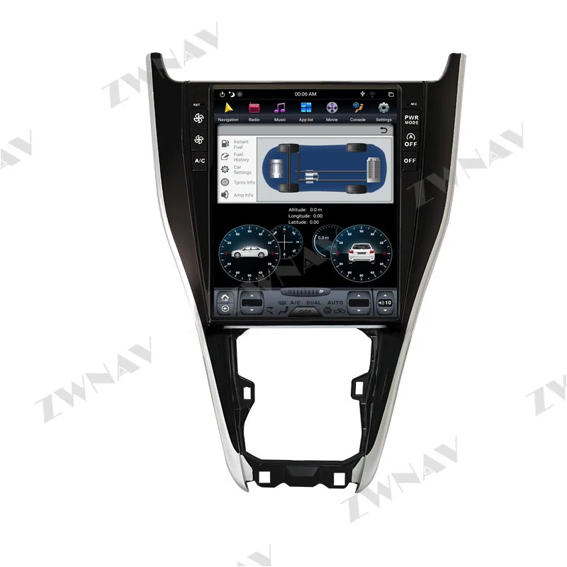 Для Toyota Harrier 12,1 Вертикальный проигрыватель автомобильного DVD GPS-навигатора Android Tesla Style PX6 CARPLAY HDMI-совместимое IPS-радио.
