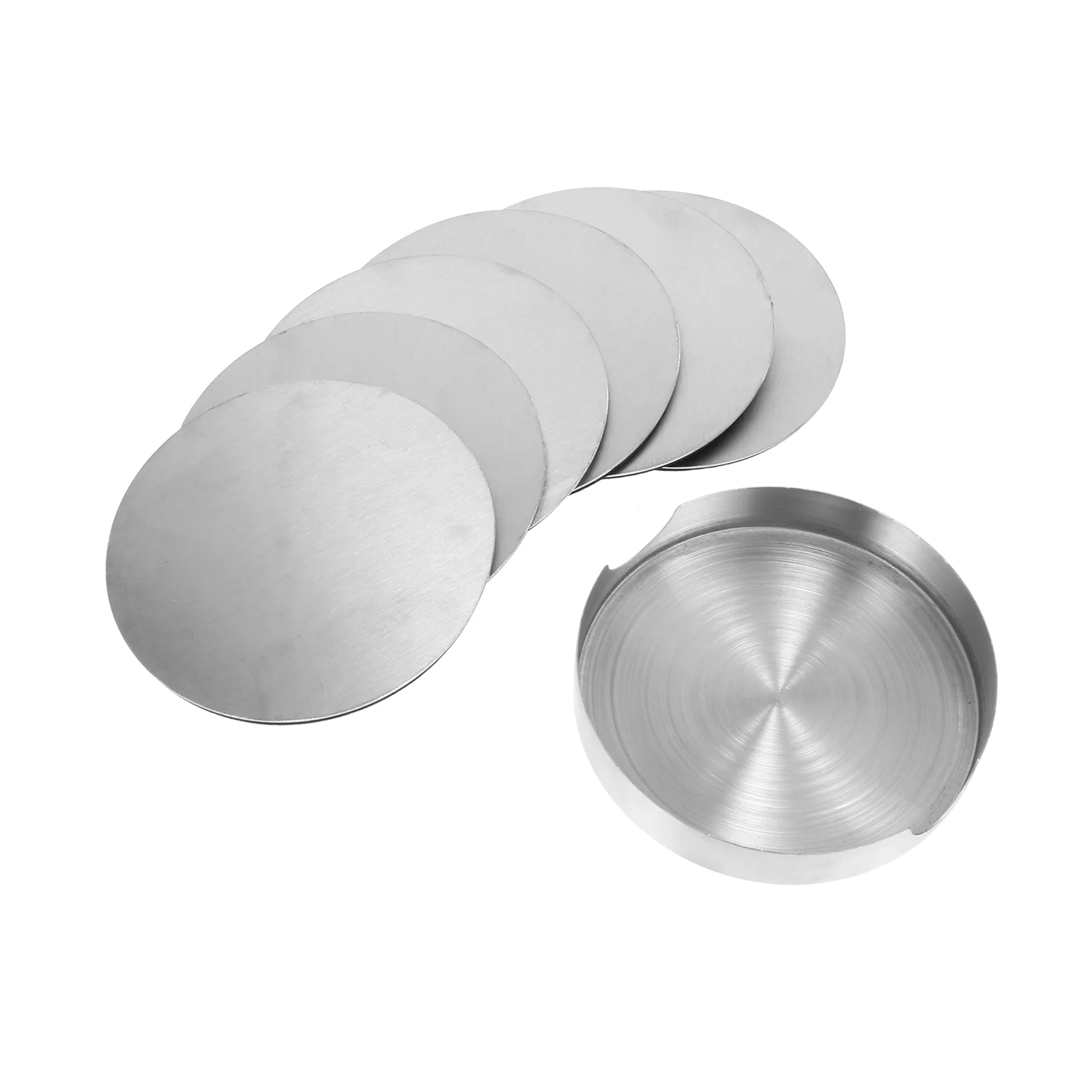 

1 Set of Dinning Table Coasters Round Coasters with Coaster Holder (Silver)