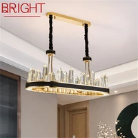 bright chandelier crystal rectangle pendant lamp postmodern home led leather light fixture for living dining room