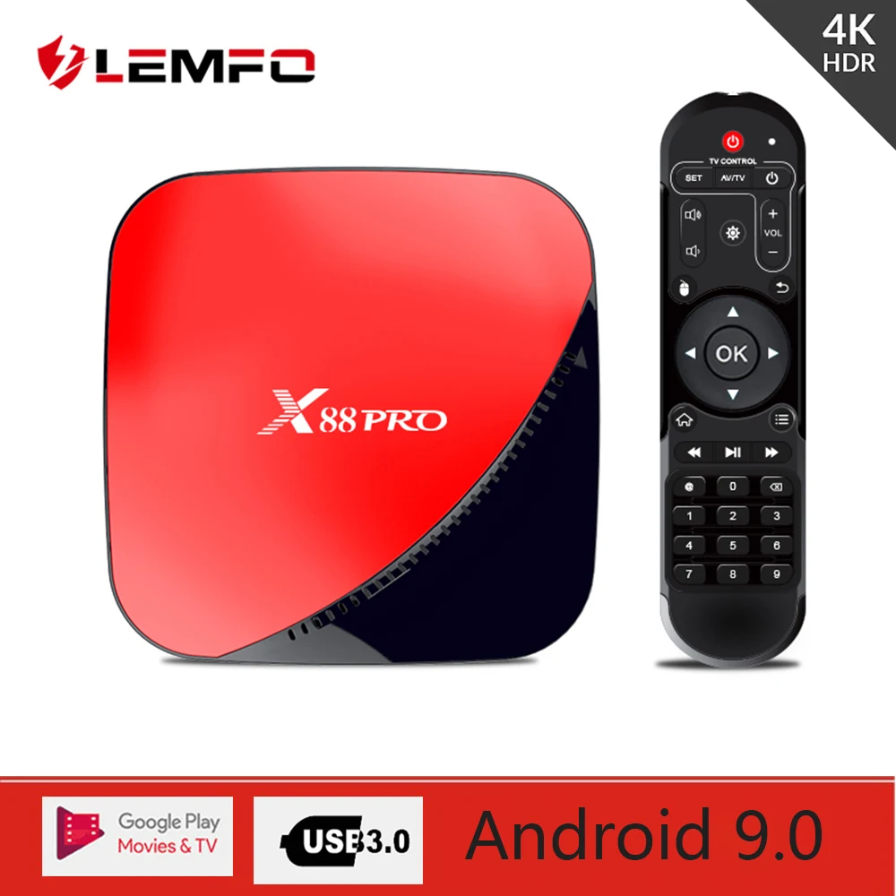 LEMFO X88 Pro Smart Android tv Box 9,0 RK3318 Четырехъядерный 4 Гб+ 32 Гб 64 Гб Поддержка 4K USB 3,0 2,4G/5G Wifi H265 телеприставка