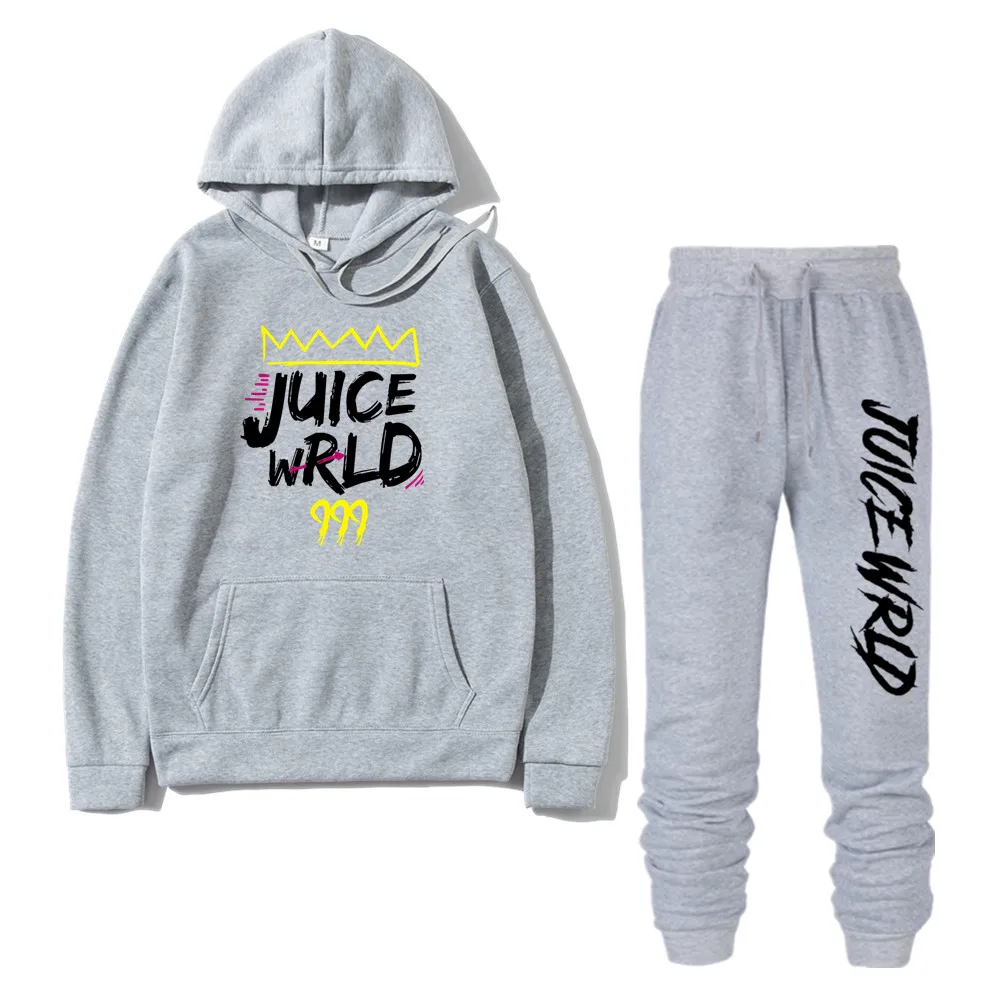 

2 Pieces Sets Tracksuit Men Rapper Juice Wrld Hooded Sweatshirt pants Pullover Hoodie Sportwear Sweat Suit Casual Sportsuits