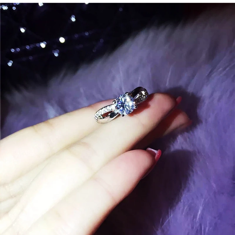 925 пробы набор серебряных обручальных колец с четырьмя когтями Sona бриллиантовые