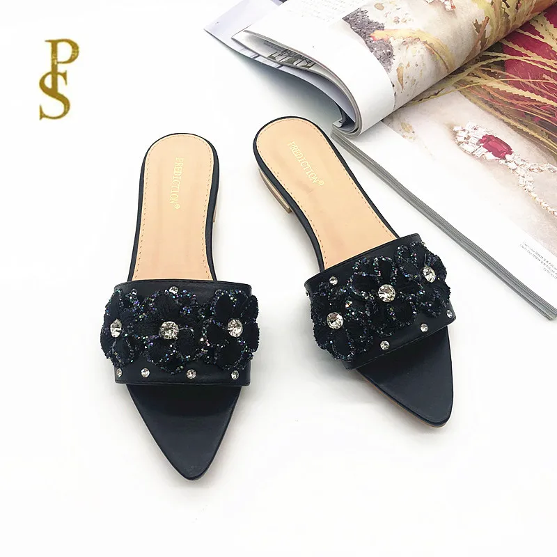 Women's Sequin slippers women's French flat shoes flower woman shoe | Обувь