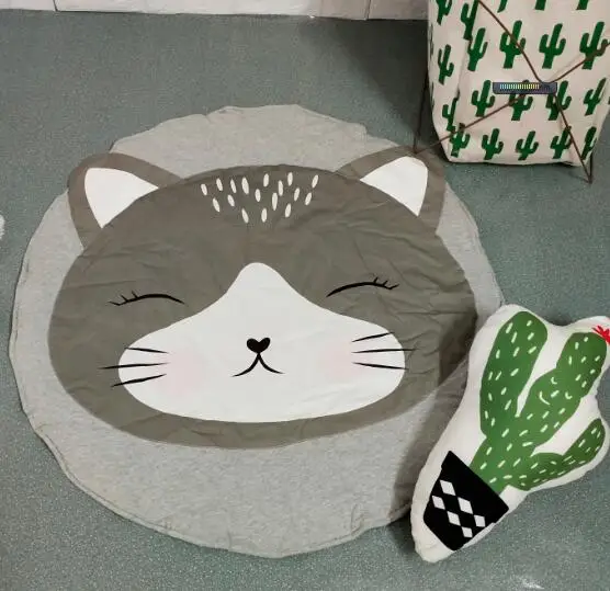 cat Модный дизайн, детские игровые коврики, детский коврик для ползания, детские постельные принадлежности, одеяло с кроликами, хлопковый игровой коврик, украшение детской комнаты - Цвет: cat