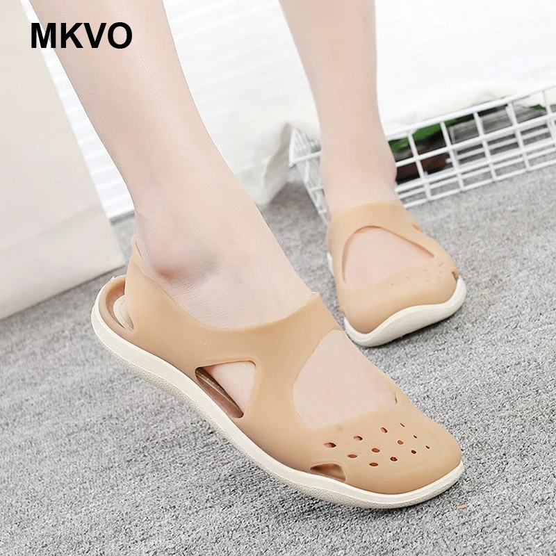 Сандалии-желе женские для сада и пляжа Нескользящие Шлепанцы из пластика без