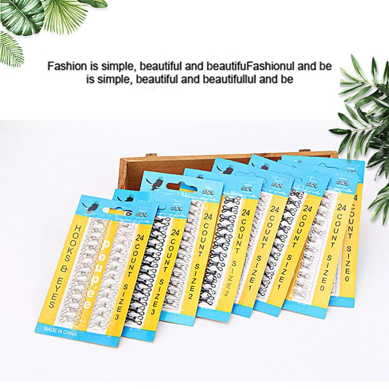 240 шт./лот Серебристые/черные швейные Крючки и глаза застежка для шитья