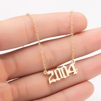 stainless steel 2002 2003 2004 2005 2006 number pendant necklaces women femme statement necklace year number jewlery collier