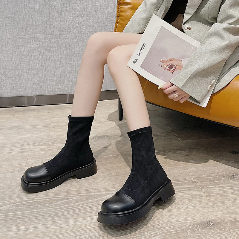 

2021 Ankle Chelsea Boots Designer Motorcycle Boots Gladiator Suede New Winter Mid Heels Platform Women Botas Rome Warm Zapatos