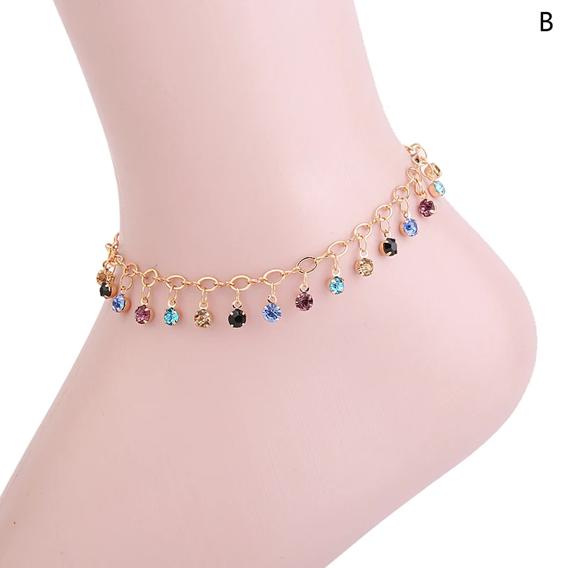 Винтажные Многослойные браслеты для ног с искусственным жемчугом и бусинами