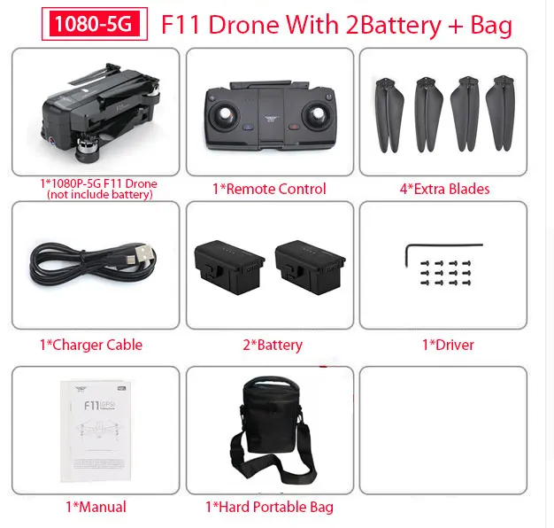 F11 2B with Bag SJRC F11 PRO gps Дрон с Wifi FPV 1080 P/2 K HD камера F11 бесщеточный Квадрокоптер 25 минут время полета складной Дрон Vs SG906 - Цвет: F11 2B with Bag