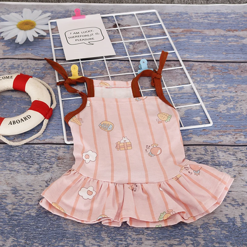 

Summer Product Room Summer Soft Thin Fluffy Princess Dress Fruit Print Cotton Puppy Point Wedding Dress Pet Clothing Apparel