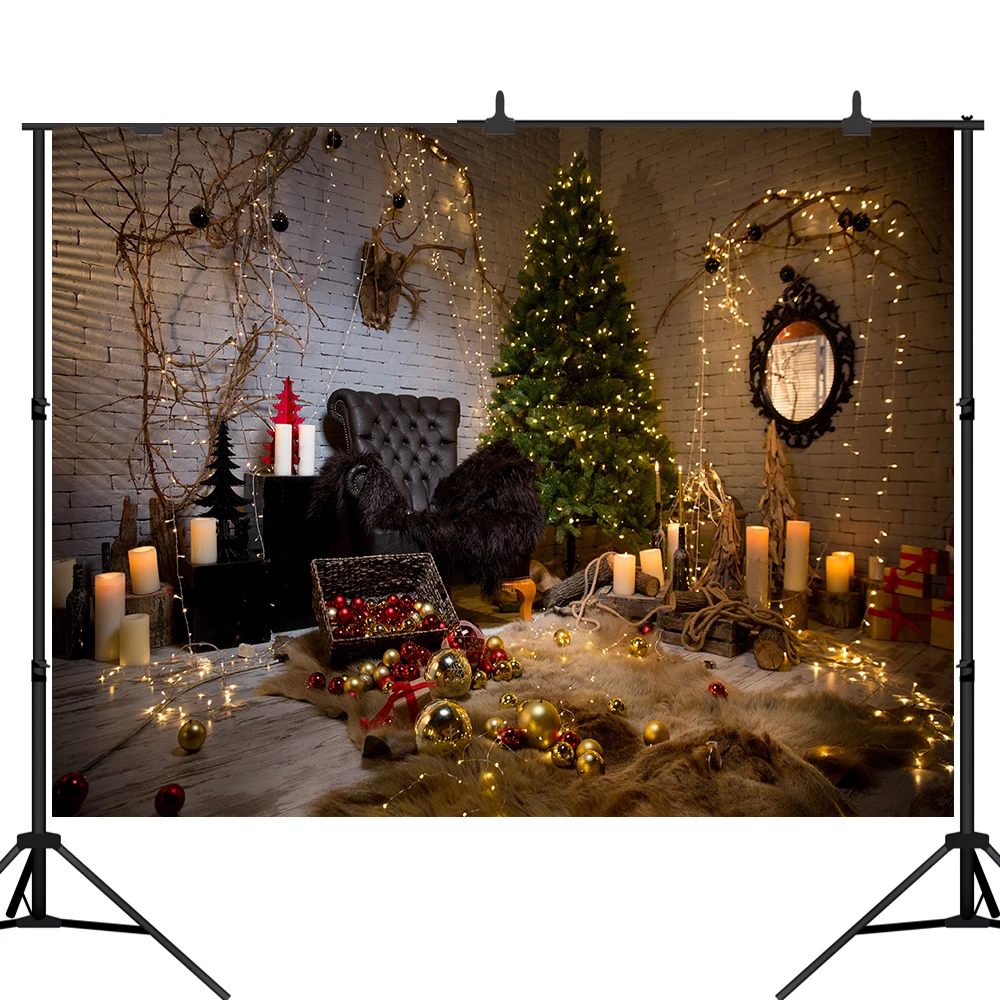 

Lyavshi Рождественские фоны для фотосъемки Роскошная светильник светлая елка подарки кирпичная стена украшения фоны для фотостудии