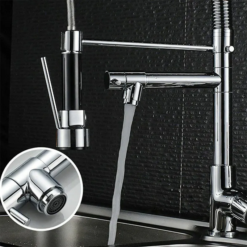 

Faucet Swivel Single Handle Sink Pull Down Spray Mixer Tap Durable for Kitchen
