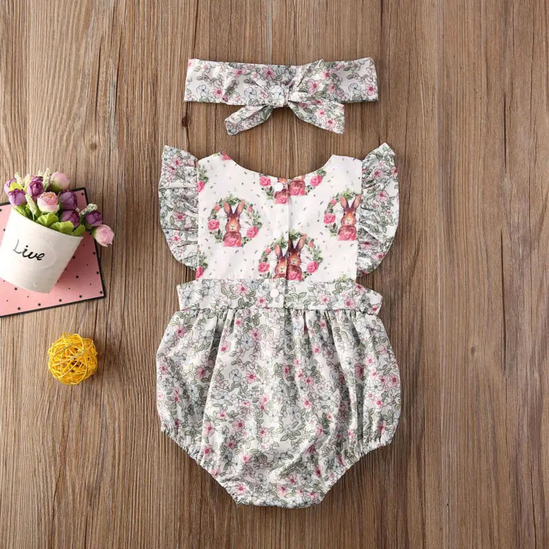 Easter Sunday 2020 Toddelr Baby Girl Sister Matching Floral Rabbit Jumpsuit Bodysuit Or Dress Outfit | Мать и ребенок