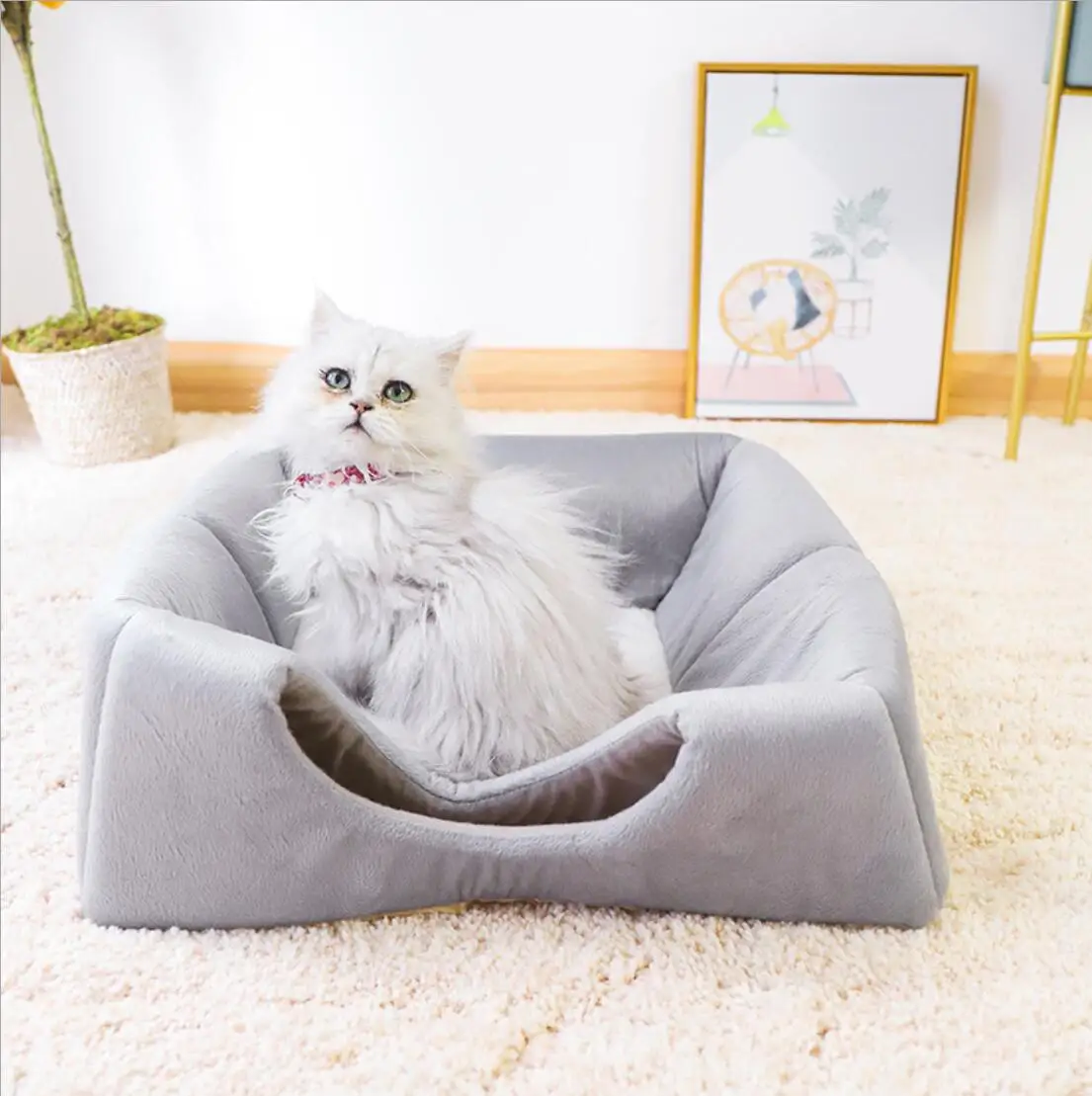 

Cat bed Kennel Dog lovely Cat House Sleeping Bag Crystal Velvet Puppy Cushion Mat