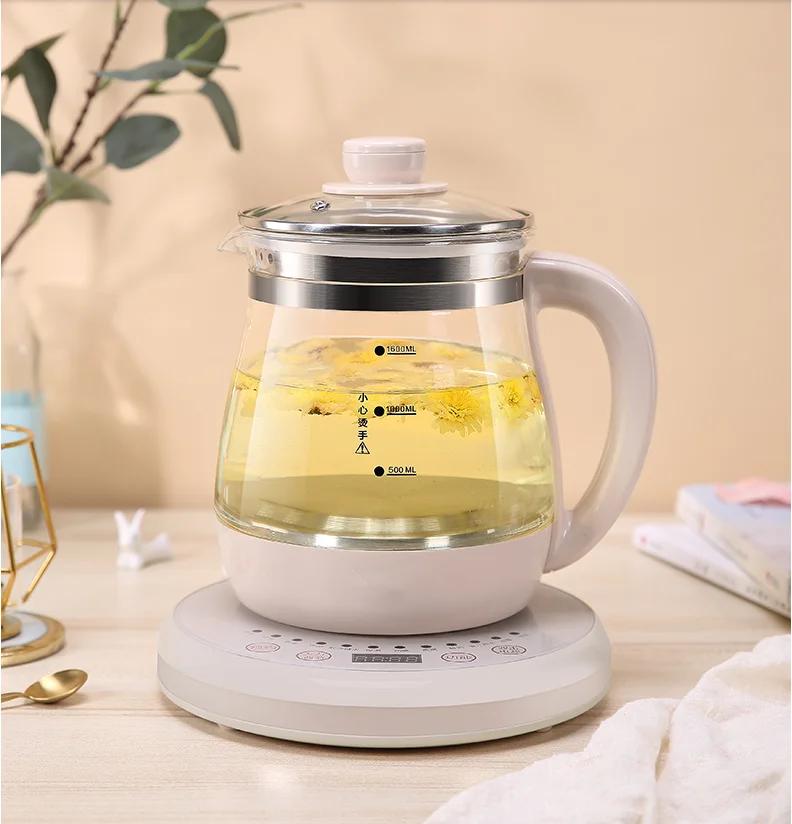220V 1600ML Бытовая Стекло Электрический чайник мини сохранения здоровья горшок