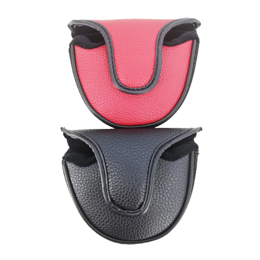 

Golf Clubs Portable Stylish Protector Gift Accessories Solid Color Mallet Putter Cover Magic Clasp Sleeve Unisex PU Leather