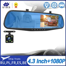 E-ACE Car Dvr Mirror FHD 1080P Dash Camera 4.3 Inch DVRs Support Rearview Camera Video Recorder Camcorder Auto Registrar Dashcam