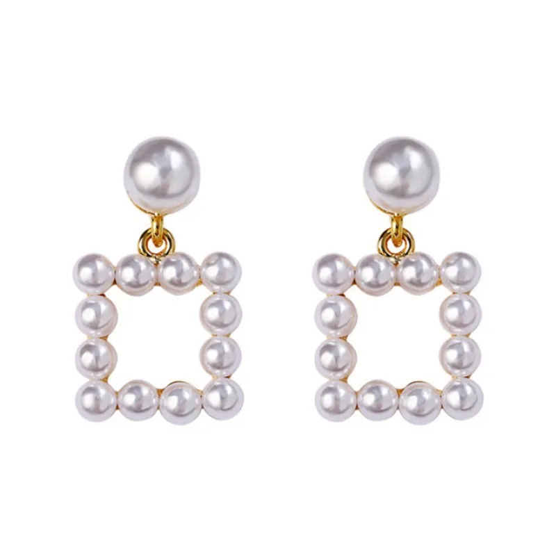 

2020 New Fashion Metal Shiny Freshwater Pearl Dangle Drop Earrings Korean Baroque Style Women's Pendant Jewelry