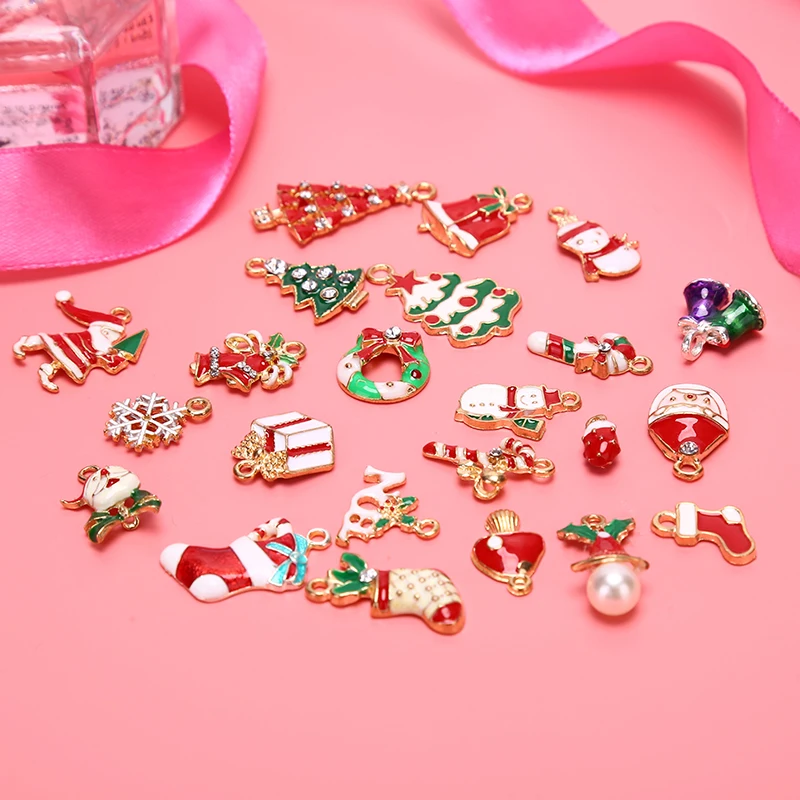 

Enamel Mixed Shape Christmas Santa Claus Charms Pendant DIY Making Jewelry Gift