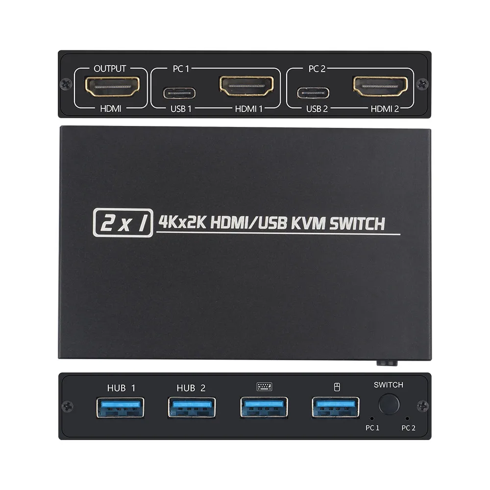 4KX2K KVM переключатель сплиттер 2-портовый HDTV USB Plug And Play популярный для совместного
