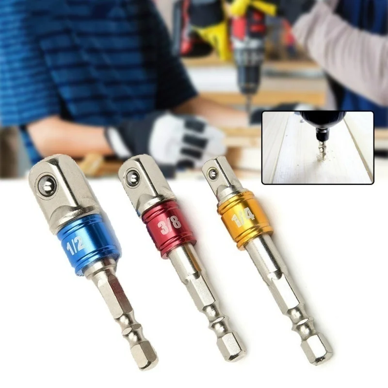

1 Pcs Wrench Socket Adapter Drill Bit Hex Shank 1/2 1/4 3/8 With Steel Balls Driver Drill Impact Socket Extension Bit Adapter