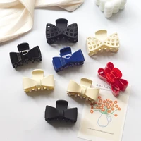 hot selling lovely hollow bow hair accessories simple design glossy matte solid color hair clips for woman girls