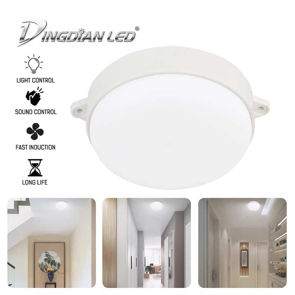 

Sound control LED Ceiling Light Light Control 9W Smart LED Lamp Panel Light Stairs Night Lighting Ultra thin Down Light 2PCS/LOT