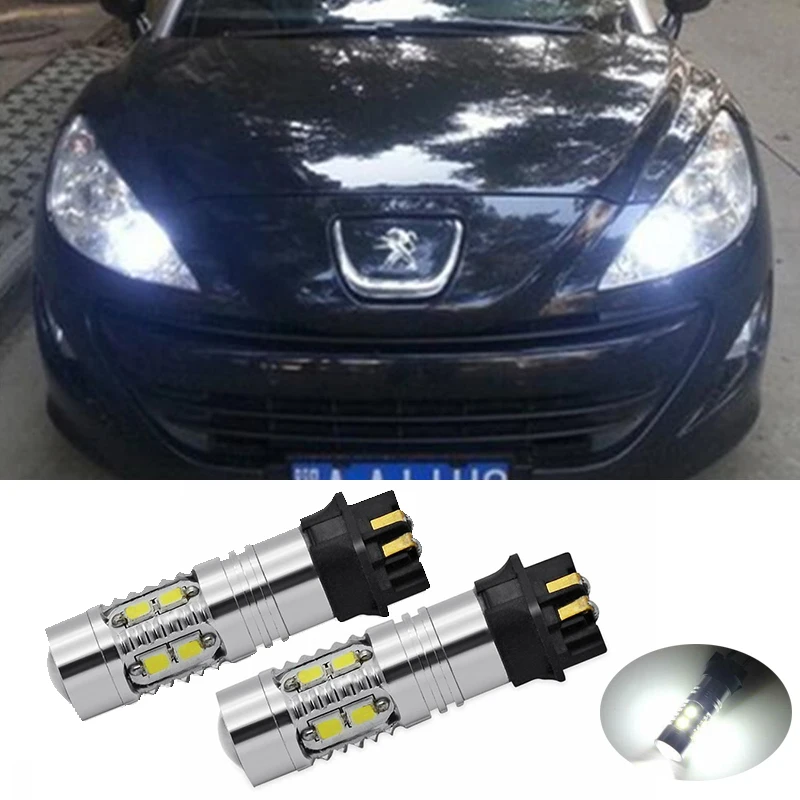 Дневные ходовые огни/поворотники с 10 светодиодами Canbus Error Free 2x PW24W PWY24W для Peugeot 208 2012 года и выше DRL LED External on.