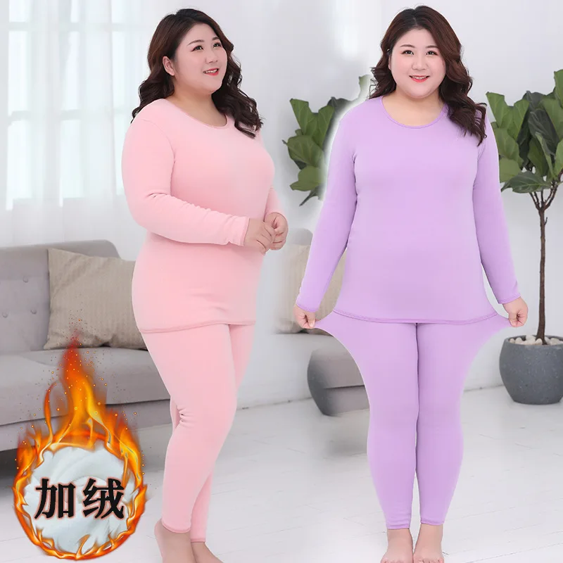 Women Thermal Underwear Winter Velvet Long Johns 2 Piece Set Plus Size 5XL 6XL Tops Pants Suits Warming Clothing Free Shipping