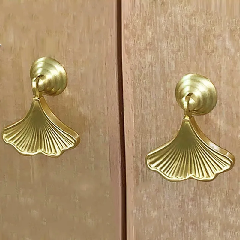 

Gold Leaf 1 Piece Brass Handles Furniture Cabint Pulls Luxury Wardrobe Dresser Cupboard Cabinet Drawer Pulls Knobs DLS01