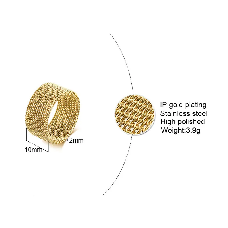 Новинка модное обручальное кольцо с сеткой из нержавеющей стали черного