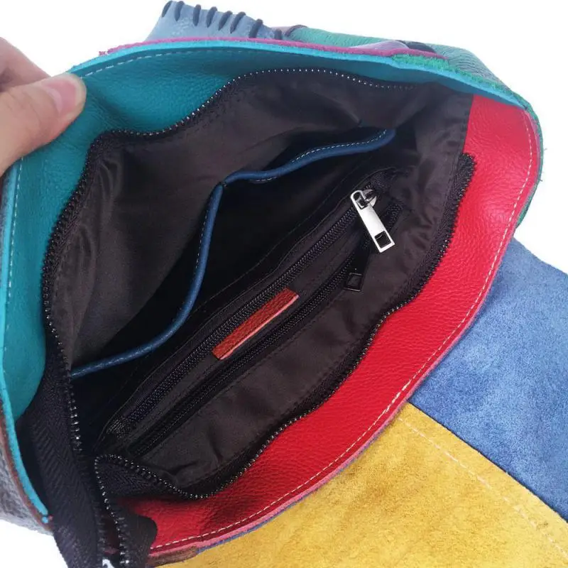 

Vintage First Layer Cow Leather Backpack 2021 New Women Bag Random Color Cowhide Stitching Large Capacity Backbags