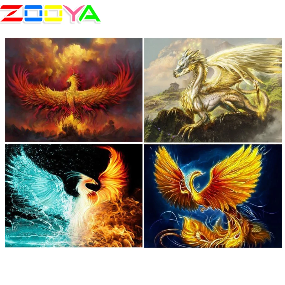 Zooya Алмазная вышивка животное алмазная живопись Полный алмаз огонь Феникс