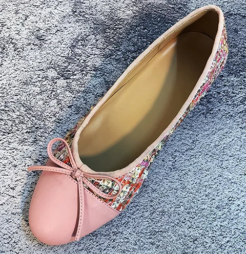 pink plaid Модная Высококачественная обувь на плоской подошве с круглым носком; Рабочая обувь для беременных женщин; балетки на плоской подошве - Цвет: pink plaid