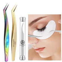 stainless steel planting grafting false eyelashes tweezers tool for eyelash beauty special golden feather dolphin clip